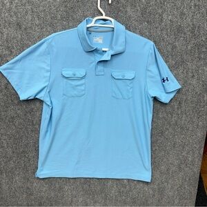 Under Armour Heatgear blue golf polo double chest pocket Men's size XL